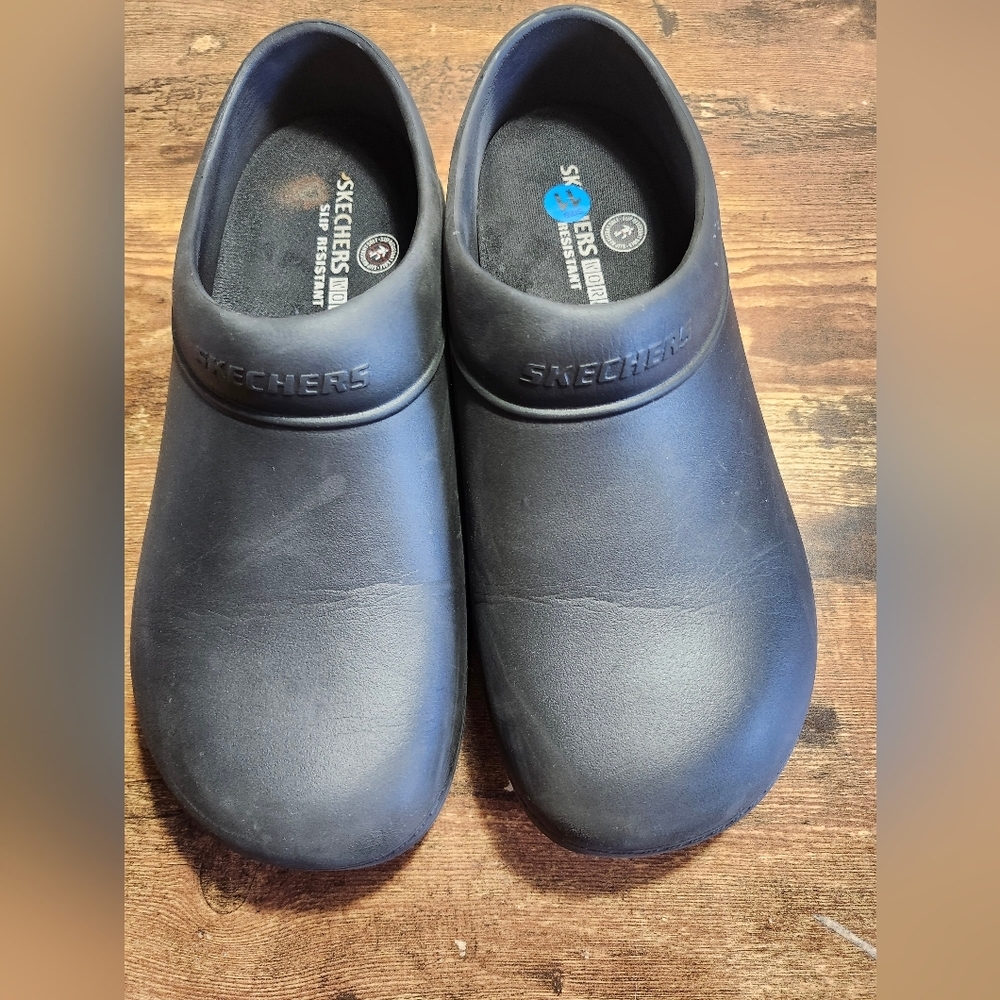 Sketchers MENS Black Slip-Resistant Work Shoes